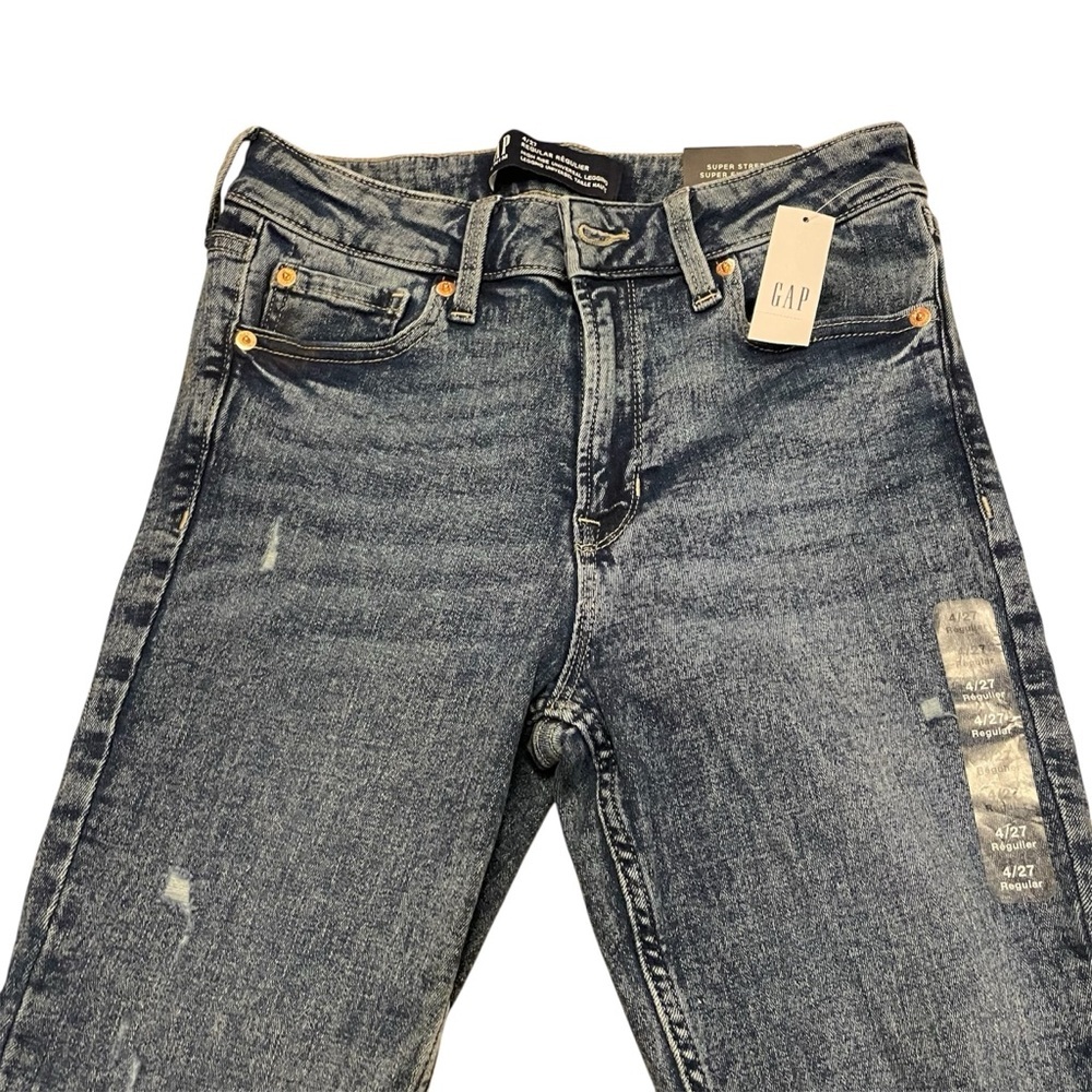 GAP Women's Skinny Jeans in Distressed Blue W27 L27 Regular - Picture 3 of 11